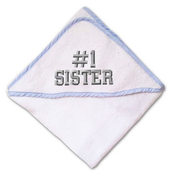 Baby Hooded Towel Number #1 Sister Embroidery Kids Bath Robe Cotton