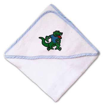 Baby Hooded Towel Standing Alligator Embroidery Kids Bath Robe Cotton