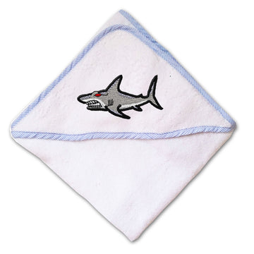 Baby Hooded Towel Mean Shark Embroidery Kids Bath Robe Cotton