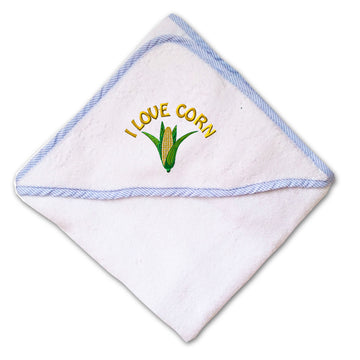 Baby Hooded Towel I Love Corn Farmer Embroidery Kids Bath Robe Cotton