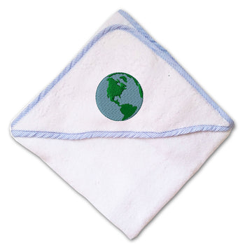 Baby Hooded Towel Globe Embroidery Kids Bath Robe Cotton