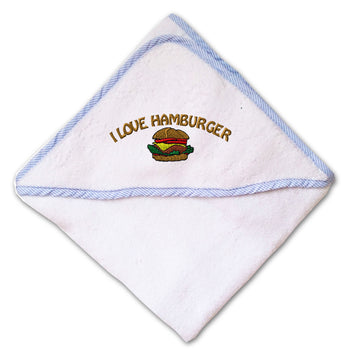 Baby Hooded Towel I Love Hamburger Embroidery Kids Bath Robe Cotton