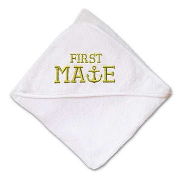 Baby Hooded Towel Gold Letters First Mate Embroidery Kids Bath Robe Cotton