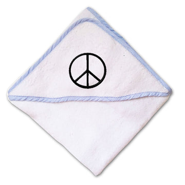 Baby Hooded Towel Thin Peace Sign Black Embroidery Kids Bath Robe Cotton