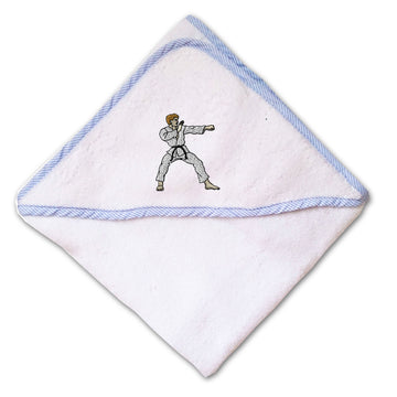 Baby Hooded Towel Karate Man Embroidery Kids Bath Robe Cotton